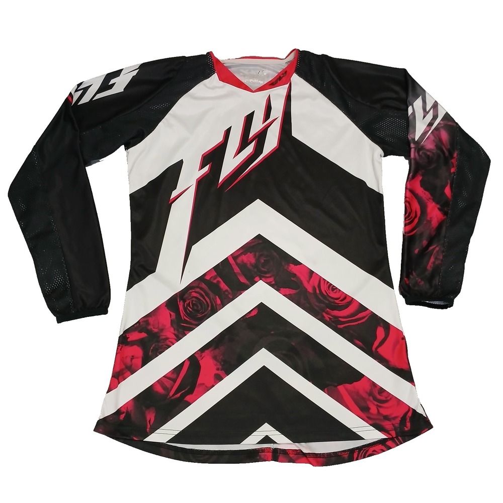 Fly Racing Shirt Mens White Black Racing Motocross Jersey Long‎ Sleeve Size M